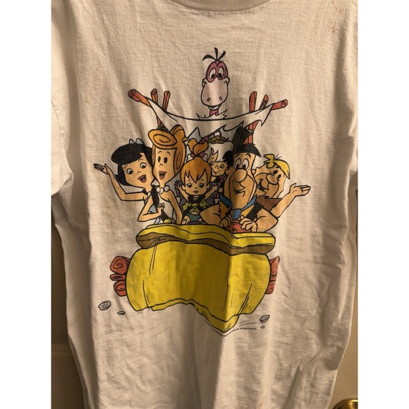 Vintage 1995 Hanna Barbera Flintstones Single Stitch White Shirt Large - Picture 2 of 8